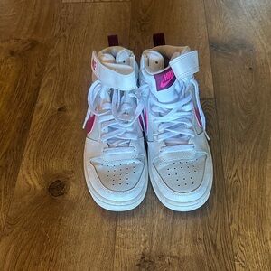 Nike Kids White and Pink High-Top Sneakers